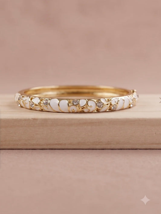 Bracelet jonc thaïlandais blanc argenté