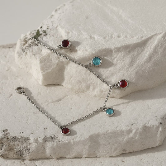 Bracelet strass rouge et bleu